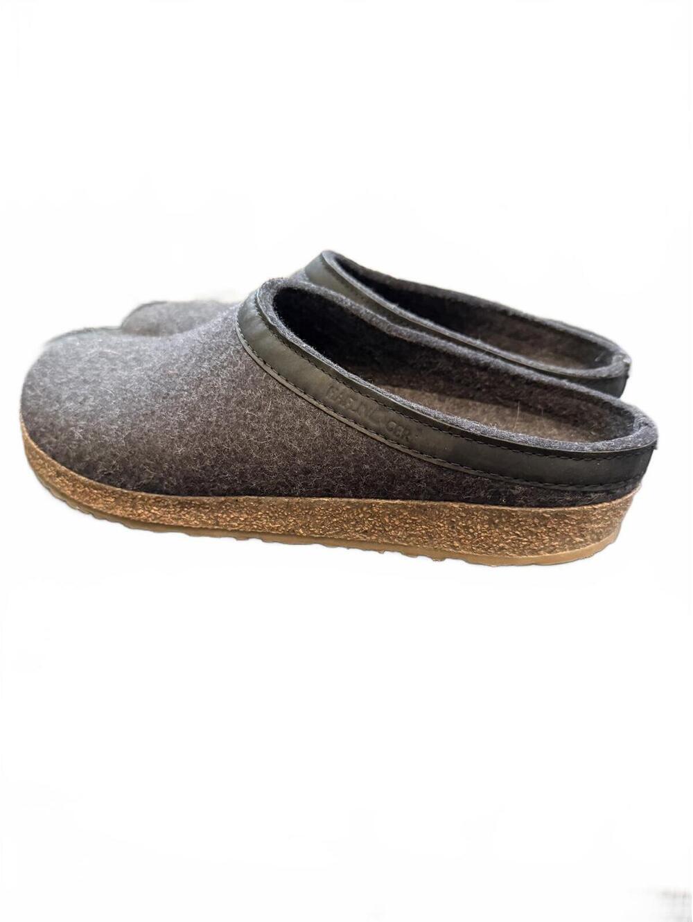 Haflinger GZL Grizzly Charcoal Wool Leather Trim Clogs EU 41 / US 10